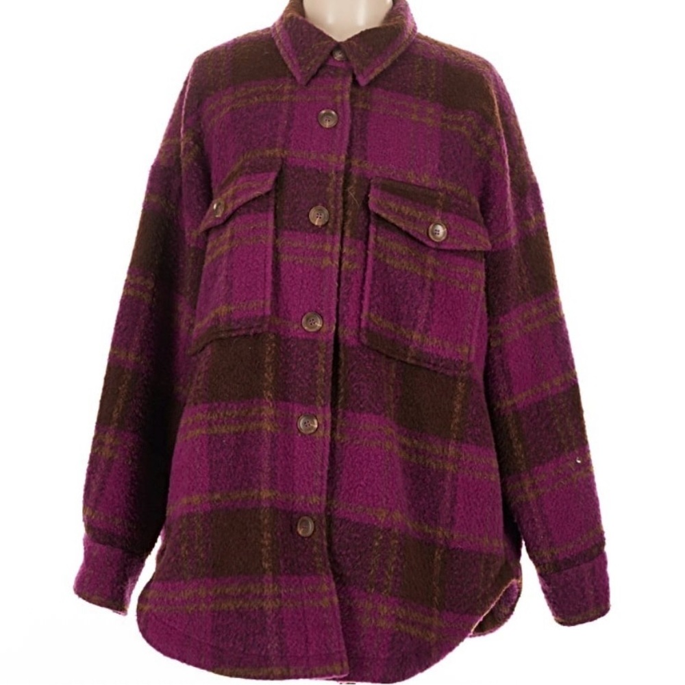 Plaid Purple and Brown Women's Jacket (shacket!)
